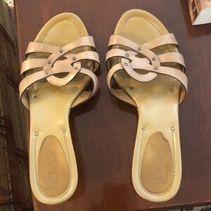 Cole Haan Tan Strappy Slide Sandals Leather uppers